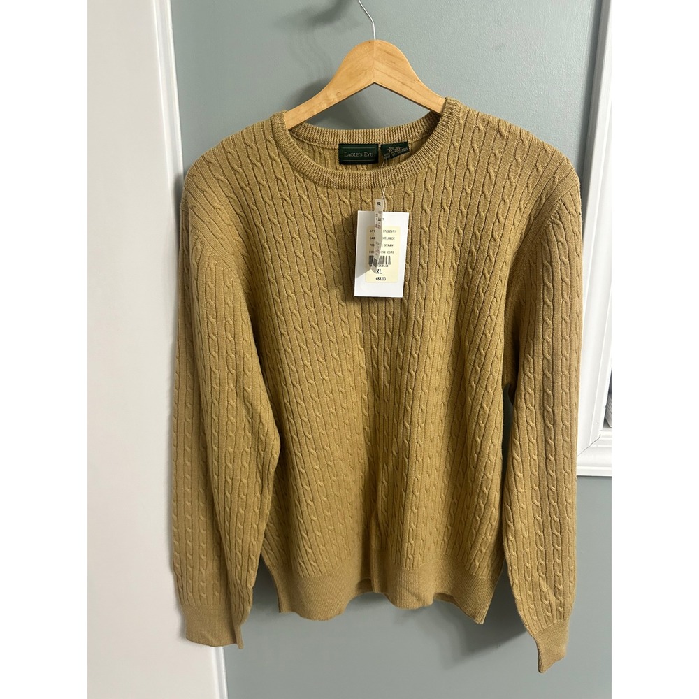 Eagles Eye Women's XL Tan Cable Knit Crew Neck Sweater Fieldhouse Core